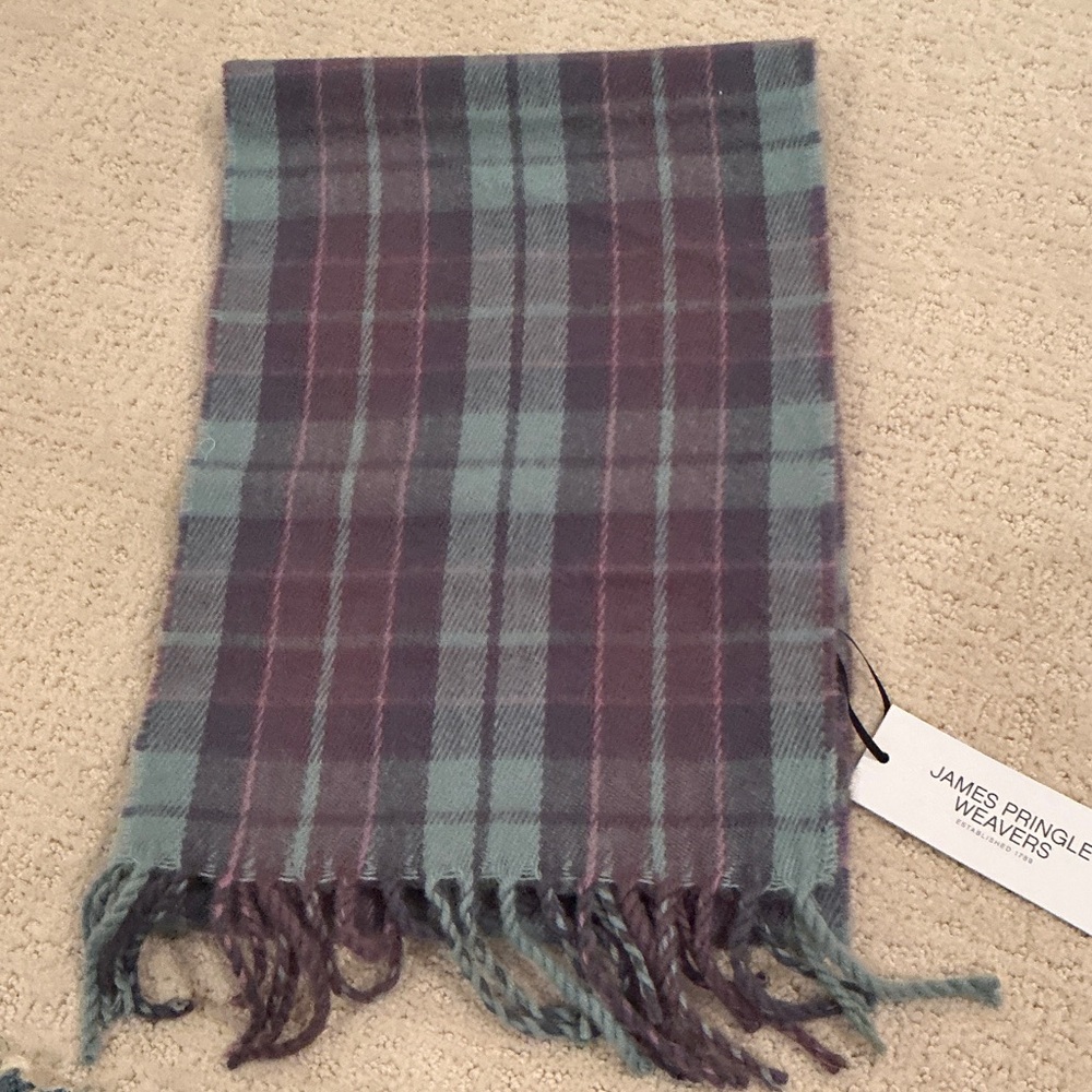 James Pringle Weavers Plaid Scarf - Purple and Blue